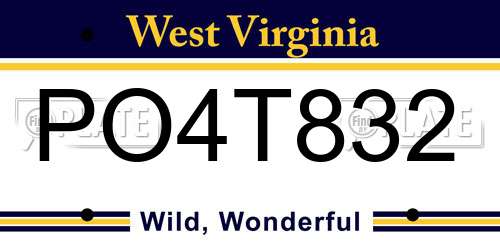 PO4T832 West Virginia License Plate