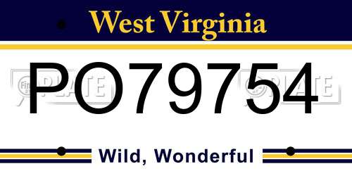 PO79754 West Virginia License Plate
