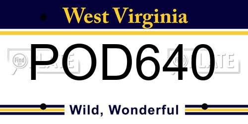 POD640 West Virginia License Plate