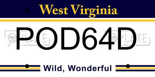 POD64D West Virginia License Plate