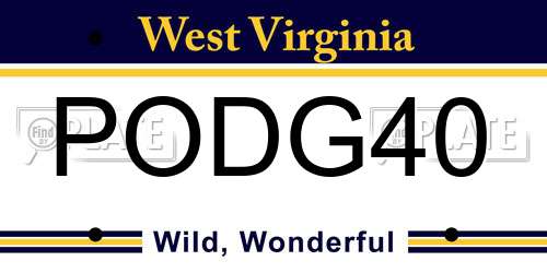 PODG40 West Virginia License Plate