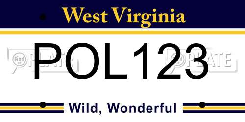 POL123 West Virginia License Plate