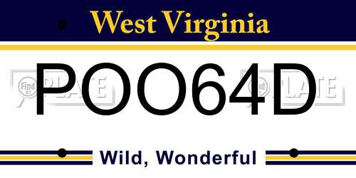 POO64D West Virginia License Plate