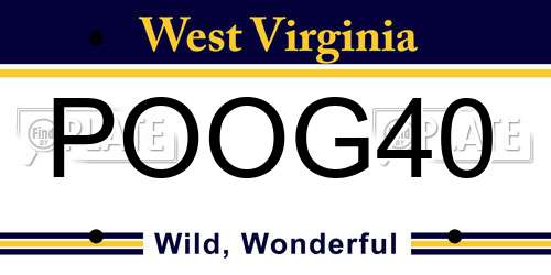 POOG40 West Virginia License Plate