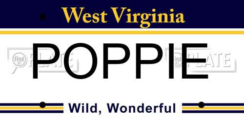 POPPIE West Virginia License Plate