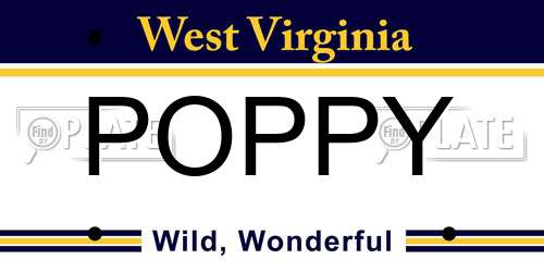 POPPY West Virginia License Plate