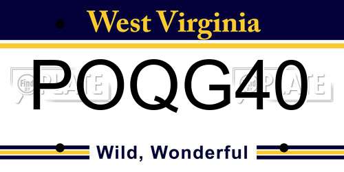 POQG40 West Virginia License Plate
