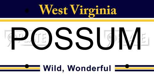 POSSUM West Virginia License Plate