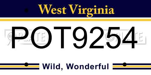 POT9254 West Virginia License Plate