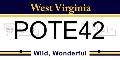 POTE42 West Virginia License Plate