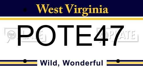 POTE47 West Virginia License Plate
