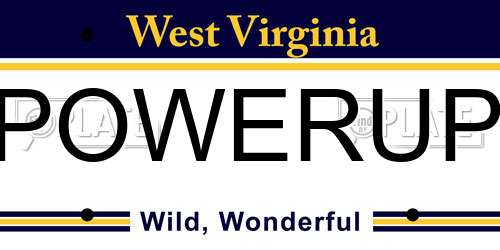 POWERUP West Virginia License Plate