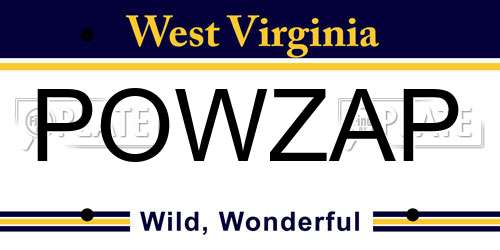 POWZAP West Virginia License Plate