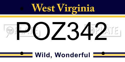 POZ342 West Virginia License Plate