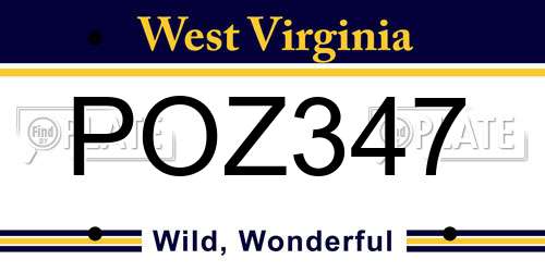 POZ347 West Virginia License Plate