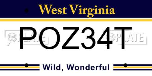 POZ34T West Virginia License Plate