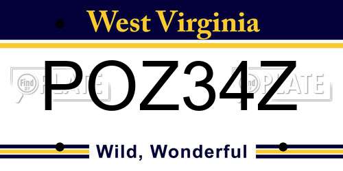 POZ34Z West Virginia License Plate