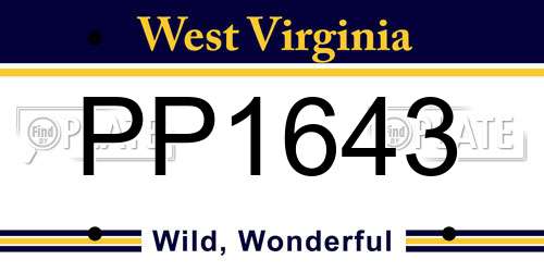 PP1643 West Virginia License Plate