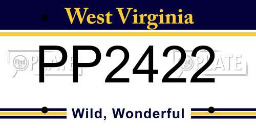 PP2422 West Virginia License Plate