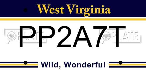 PP2A7T West Virginia License Plate
