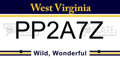 PP2A7Z West Virginia License Plate