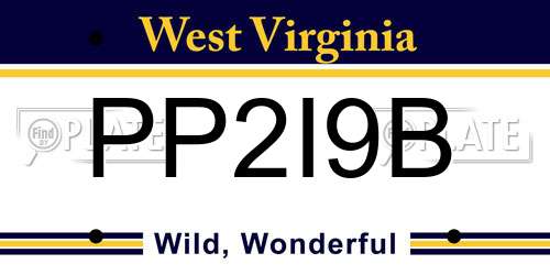 PP2I9B West Virginia License Plate