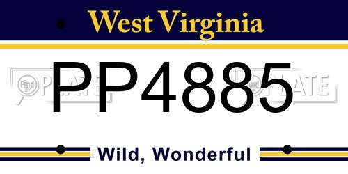 PP4885 West Virginia License Plate