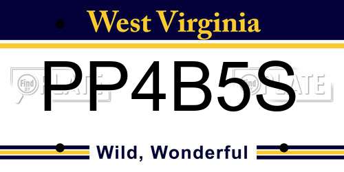 PP4B5S West Virginia License Plate