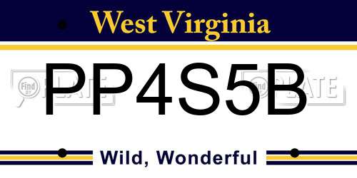 PP4S5B West Virginia License Plate