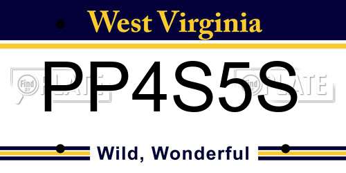 PP4S5S West Virginia License Plate