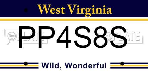 PP4S8S West Virginia License Plate