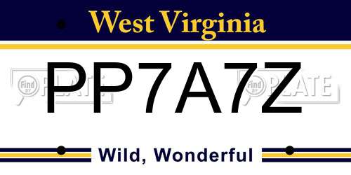 PP7A7Z West Virginia License Plate