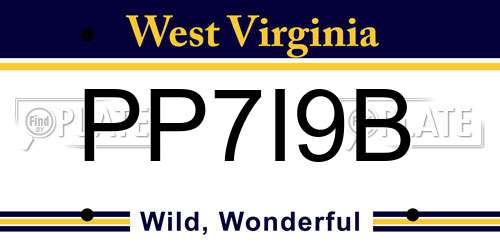 PP7I9B West Virginia License Plate