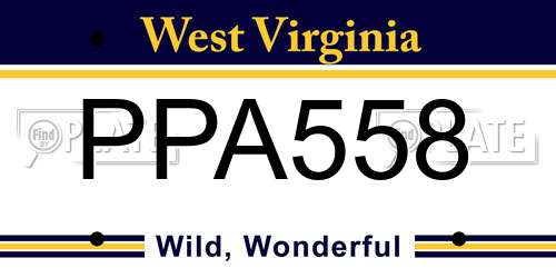 PPA558 West Virginia License Plate