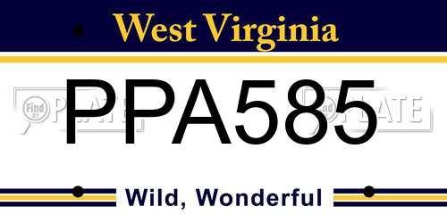 PPA585 West Virginia License Plate
