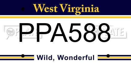 PPA588 West Virginia License Plate