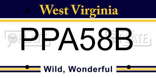 PPA58B West Virginia License Plate