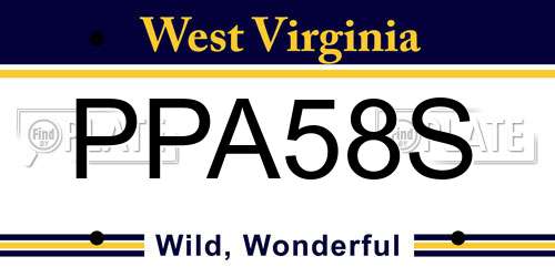 PPA58S West Virginia License Plate