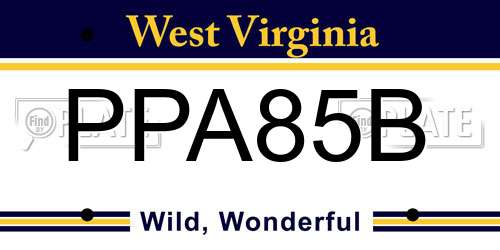 PPA85B West Virginia License Plate