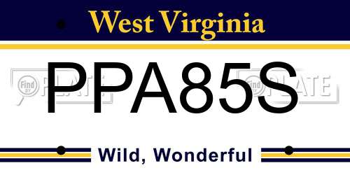 PPA85S West Virginia License Plate