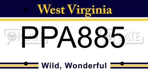 PPA885 West Virginia License Plate