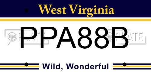 PPA88B West Virginia License Plate