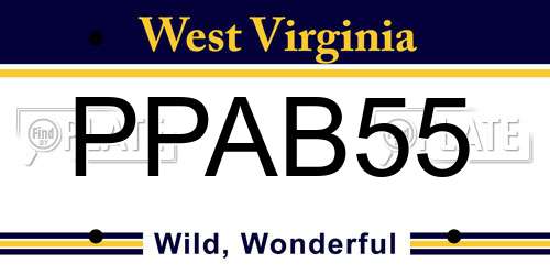 PPAB55 West Virginia License Plate