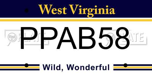 PPAB58 West Virginia License Plate