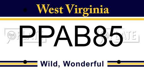 PPAB85 West Virginia License Plate