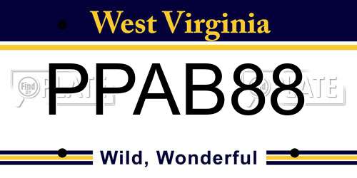 PPAB88 West Virginia License Plate