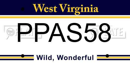 PPAS58 West Virginia License Plate