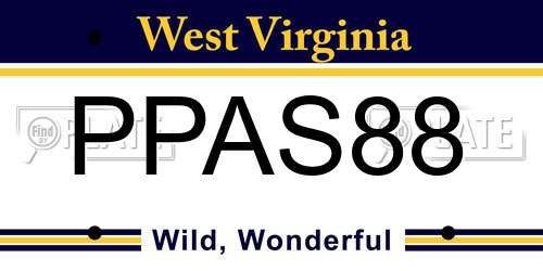 PPAS88 West Virginia License Plate