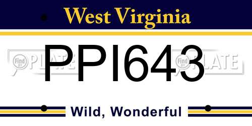 PPI643 West Virginia License Plate