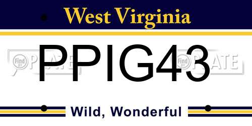 PPIG43 West Virginia License Plate